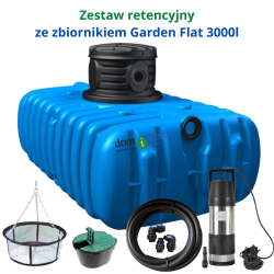 Zestaw na deszczówkę Garden Flat 3000 l – płaski zbiornik z pompą do wysokich wód gruntowych