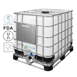 Zbiornik Mauzer 1000l , na wodę pitną,  deszczówkę lub materiały niebezpieczne (UN), podstawa hybrydowa, naturalny, atest PZH