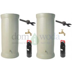 Zestaw retencyjny 4000l. Zbiornik naziemny kolumna 2x 2000l [ 2m3 ], 2x pompa zatapialna, kranik, zbieracz,  plus akcesoria, kolor beż - piaskowy