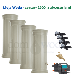 Zestaw 2000l. Zbiornik Kolumna 500l x4szt., kolor piaskowy, zbieracz Rapido x4, kranik x4, pompa naziemna