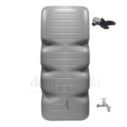 Zestaw retencyjny. Naziemny zbiornik na deszczówkę Cubus1000l, zbieracz wody deszczowej, kranik, kolor betonowoszary