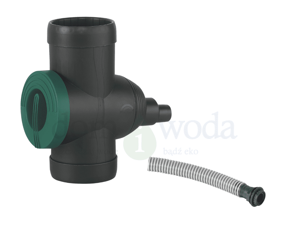 Zestaw do zbierania wody deszczowej – zbieracz Inox, czarny, wąż