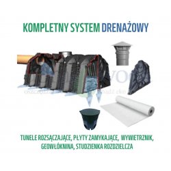 Kompletny zestaw drenażowy do oczyszczalni, 6 - 8 osób, 8 szt. tuneli o poj. 2400l