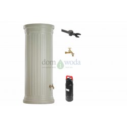 Zestaw zbiornik naziemny kolumna 1000l (1m3), pompa zatapialna, plus akcesoria, kolor beż- piaskowy